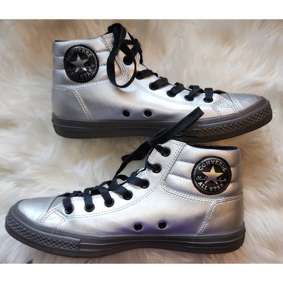 Converse Men\'s Chuck Taylor All Star 152661C Silver Leather Sneaker Shoes main image 4